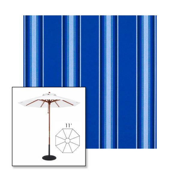 Picture of Pacific Blue Fancy | 11' Wood Frame Market Umbrella Sunbrella® Awning Fabric