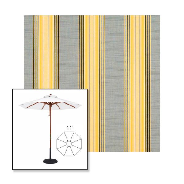 Picture of Rodanthe Metallic | 11' Wood Frame Market Umbrella Sunbrella® Awning Fabric