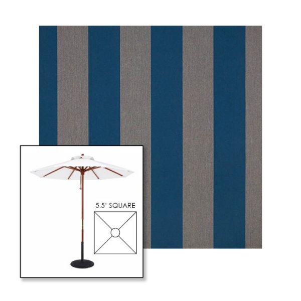 Picture of Beaufort Peacock | 5.5' Wood Square Frame Market Umbrella Sunbrella® Awning Fabric