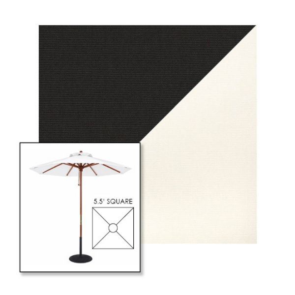 Picture of Black White | 5.5' Wood Square Frame Market Umbrella Sunbrella® Awning Fabric