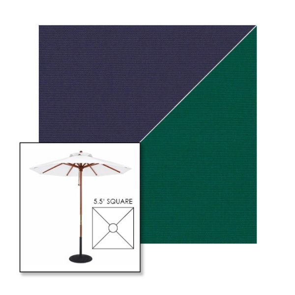Picture of Captain Navy Forest Green | 5.5' Wood Square Frame Market Umbrella Sunbrella® Awning Fabric