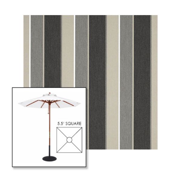 Picture of Clinton Granite | 5.5' Wood Square Frame Market Umbrella Sunbrella® Awning Fabric