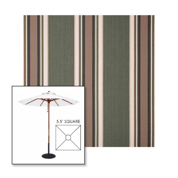 Picture of Emblem Fern | 5.5' Wood Square Frame Market Umbrella Sunbrella® Awning Fabric