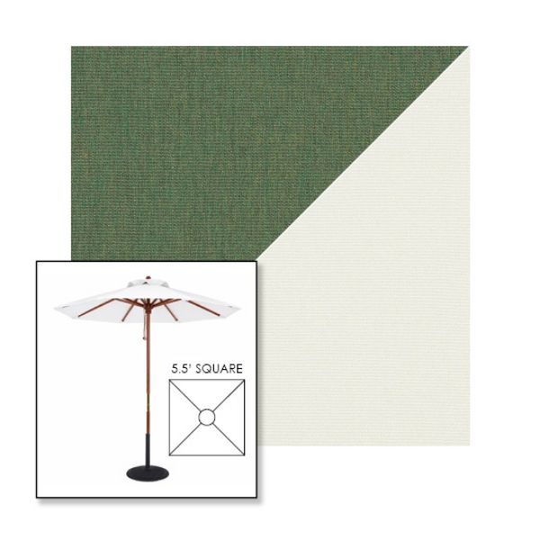 Picture of Fern Natural | 5.5' Wood Square Frame Market Umbrella Sunbrella® Awning Fabric