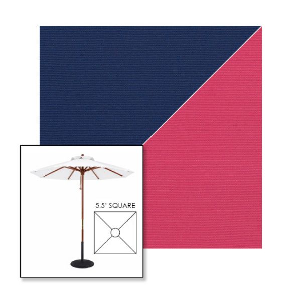 Picture of Marine Blue Pink | 5.5' Wood Square Frame Market Umbrella Sunbrella® Awning Fabric