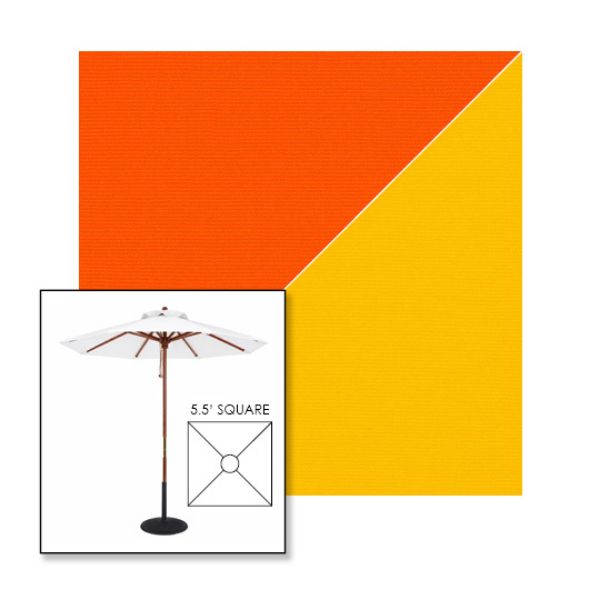 Picture of Orange Sunflower | 5.5' Wood Square Frame Market Umbrella Sunbrella® Awning Fabric