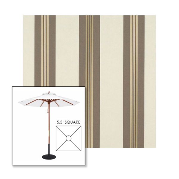 Picture of Taupe Tailored | 5.5' Wood Square Frame Market Umbrella Sunbrella® Awning Fabric