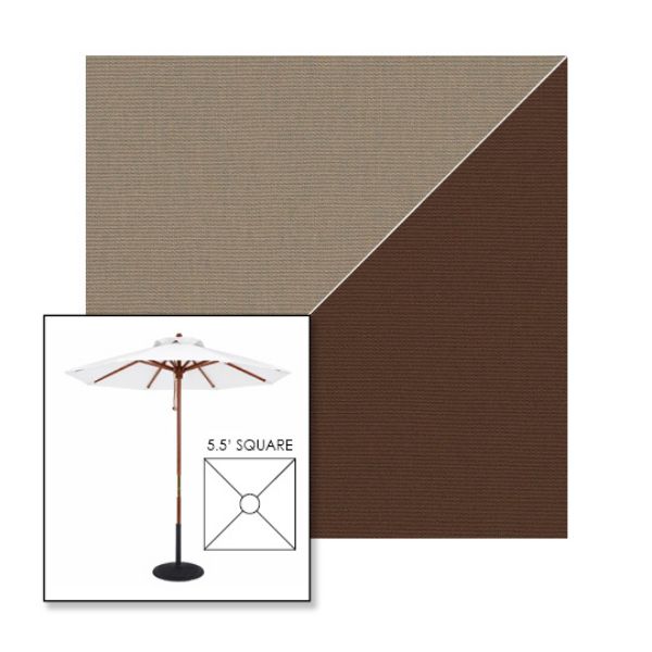 Picture of Taupe True Brown | 5.5' Wood Square Frame Market Umbrella Sunbrella® Awning Fabric