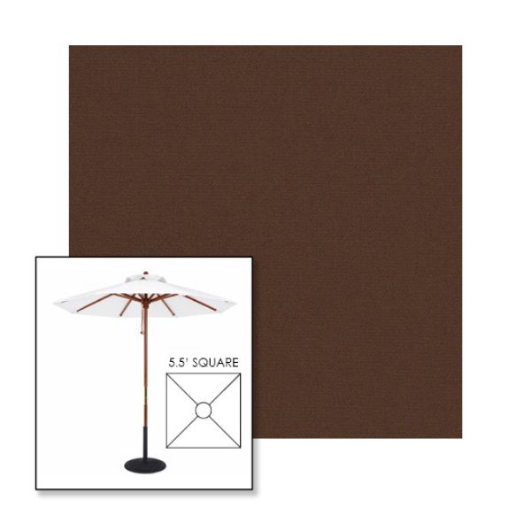 Picture of True Brown | 5.5' Wood Square Frame Market Umbrella Sunbrella® Awning Fabric