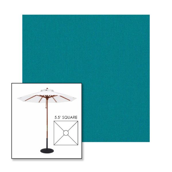 Picture of Turquoise | 5.5' Wood Square Frame Market Umbrella Sunbrella® Awning Fabric