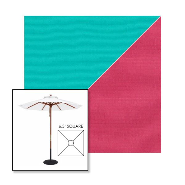 Picture of Aruba Pink | 6.5' Wood Square Frame Market Umbrella Sunbrella® Awning Fabric