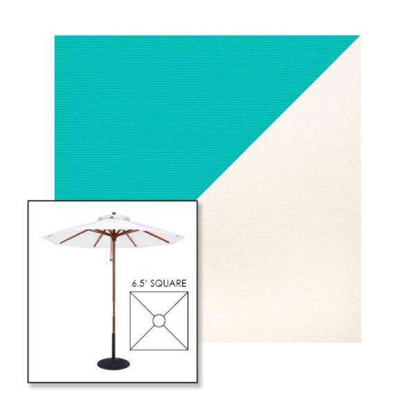 Picture of Aruba White | 6.5' Wood Square Frame Market Umbrella Sunbrella® Awning Fabric