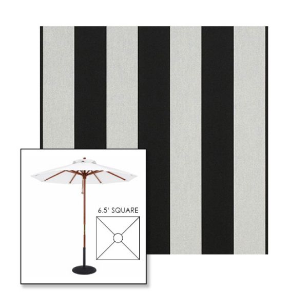 Picture of Beaufort Black White | 6.5' Wood Square Frame Market Umbrella Sunbrella® Awning Fabric