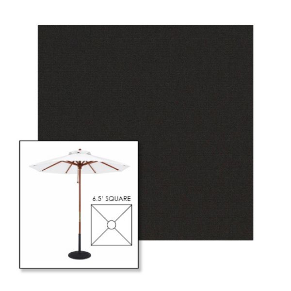 Picture of Black | 6.5' Wood Square Frame Market Umbrella Sunbrella® Awning Fabric