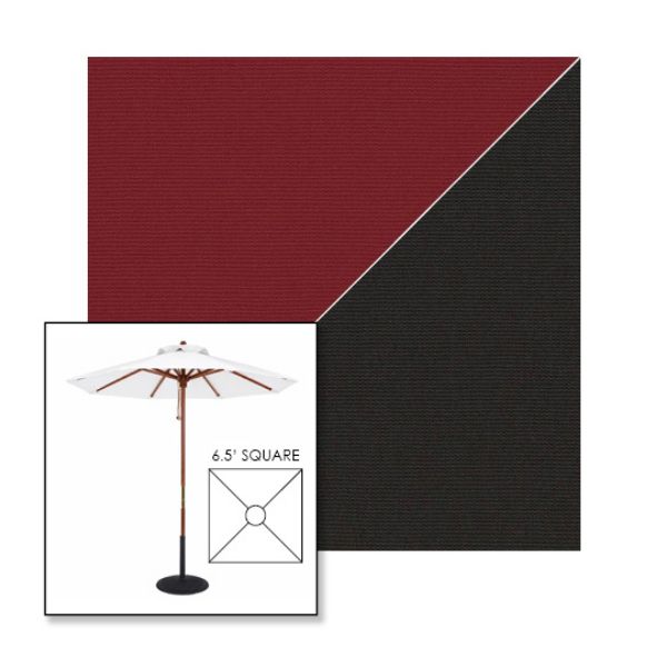 Picture of Burgundy Black | 6.5' Wood Square Frame Market Umbrella Sunbrella® Awning Fabric