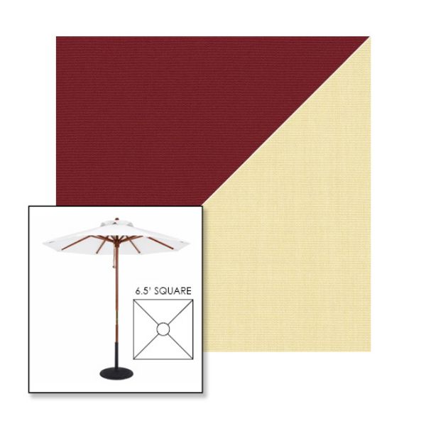 Picture of Burgundy Parchment | 6.5' Wood Square Frame Market Umbrella Sunbrella® Awning Fabric