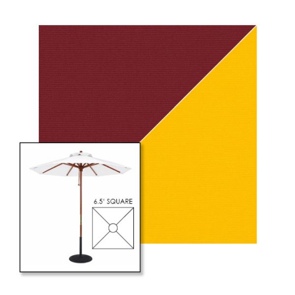 Picture of Burgundy Sunflower | 6.5' Wood Square Frame Market Umbrella Sunbrella® Awning Fabric
