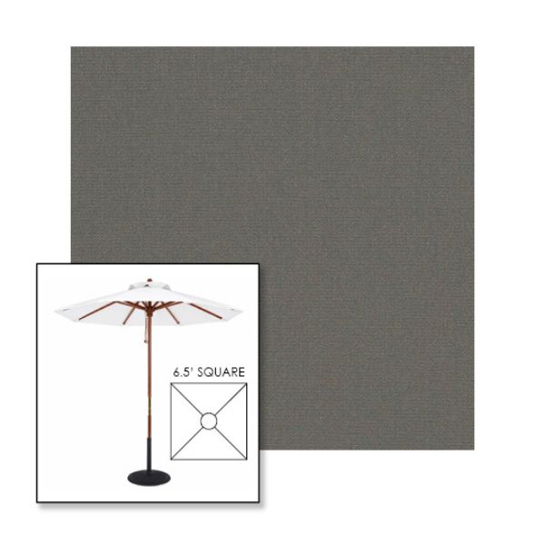 Picture of Charcoal Grey | 6.5' Wood Square Frame Market Umbrella Sunbrella® Awning Fabric