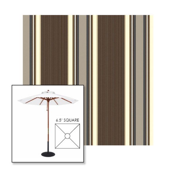Picture of Emblem Badger | 6.5' Wood Square Frame Market Umbrella Sunbrella® Awning Fabric