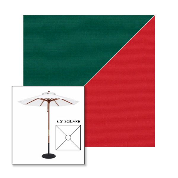 Picture of Forest Green Jockey Red | 6.5' Wood Square Frame Market Umbrella Sunbrella® Awning Fabric