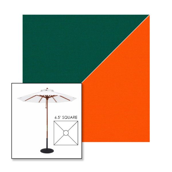 Picture of Forest Green Orange | 6.5' Wood Square Frame Market Umbrella Sunbrella® Awning Fabric