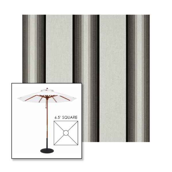 Picture of Grey Black White | 6.5' Wood Square Frame Market Umbrella Sunbrella® Awning Fabric