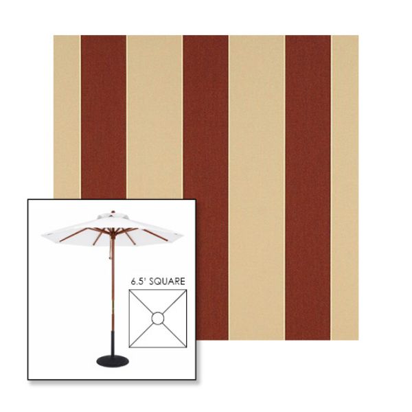 Picture of Havelock Brick | 6.5' Wood Square Frame Market Umbrella Sunbrella® Awning Fabric