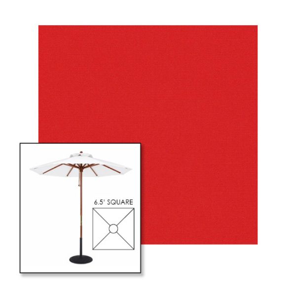 Picture of Logo Red | 6.5' Wood Square Frame Market Umbrella Sunbrella® Awning Fabric