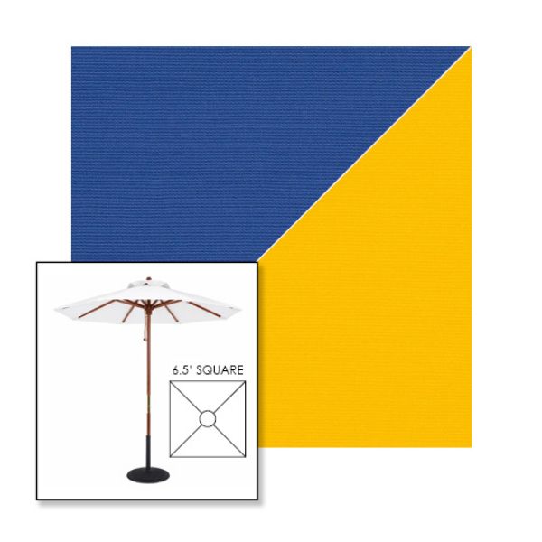 Picture of Mediterranean Blue Sunflower | 6.5' Wood Square Frame Market Umbrella Sunbrella® Awning Fabric