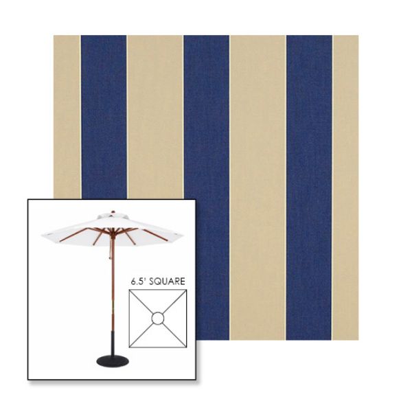 Picture of Mediterranean Canvas Block | 6.5' Wood Square Frame Market Umbrella Sunbrella® Awning Fabric