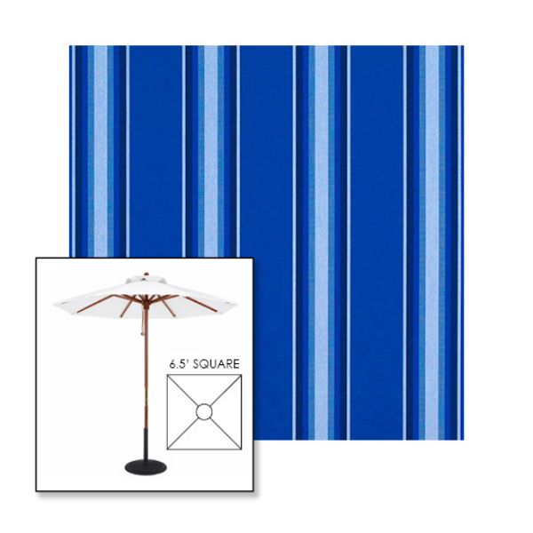 Picture of Pacific Blue Fancy | 6.5' Wood Square Frame Market Umbrella Sunbrella® Awning Fabric
