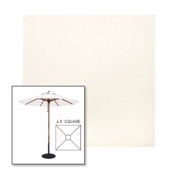 Picture of White | 6.5' Wood Square Frame Market Umbrella Sunbrella® Awning Fabric