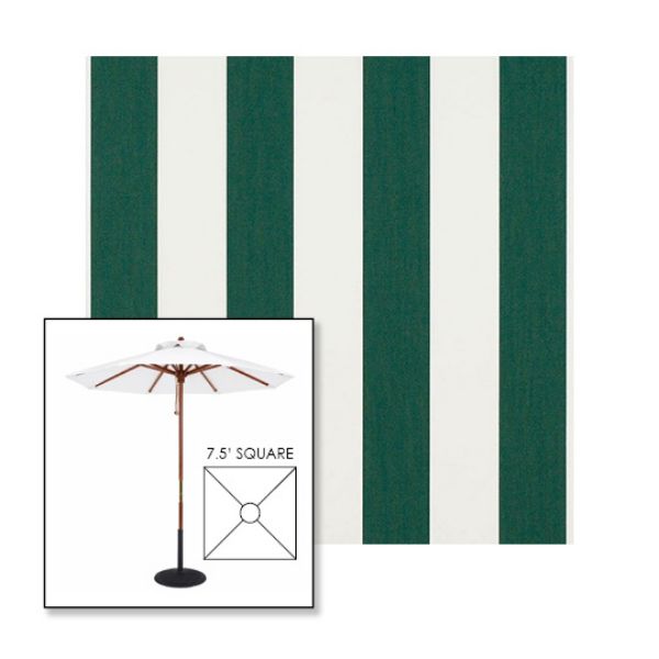 Picture of Beaufort Forest Green Natural | 7.5' Wood Square Frame Market Umbrella Sunbrella® Awning Fabric
