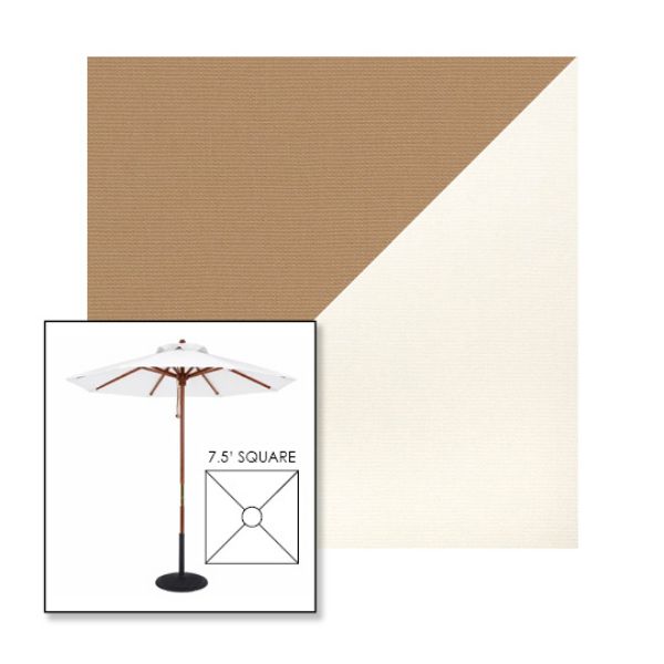 Picture of Beige White | 7.5' Wood Square Frame Market Umbrella Sunbrella® Awning Fabric