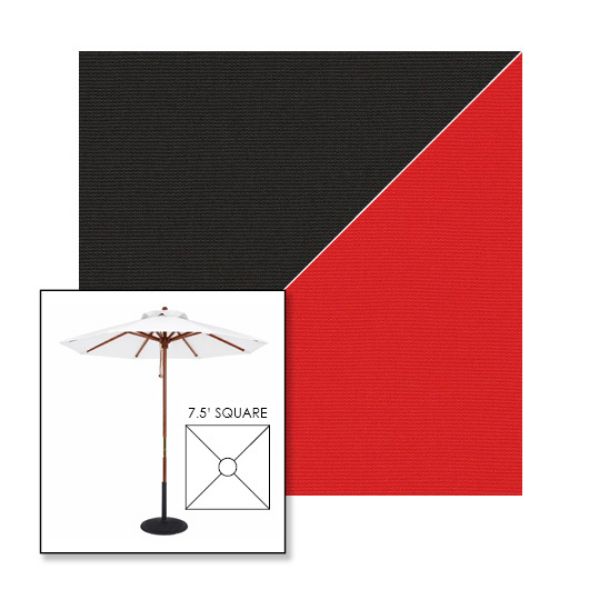 Picture of Black Logo Red | 7.5' Wood Square Frame Market Umbrella Sunbrella® Awning Fabric