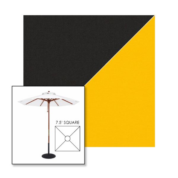 Picture of Black Yellow | 7.5' Wood Square Frame Market Umbrella Sunbrella® Awning Fabric