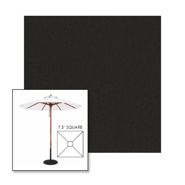 Picture of Black | 7.5' Wood Square Frame Market Umbrella Sunbrella® Awning Fabric