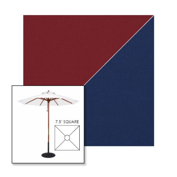 Picture of Burgundy Marine Blue | 7.5' Wood Square Frame Market Umbrella Sunbrella® Awning Fabric