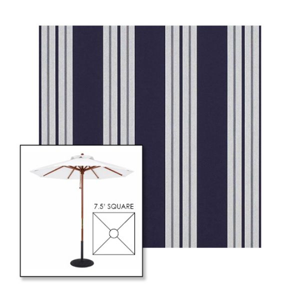 Picture of Captain Navy Natural Classic | 7.5' Wood Square Frame Market Umbrella Sunbrella® Awning Fabric