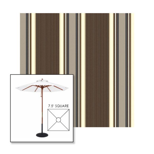 Picture of Emblem Badger | 7.5' Wood Square Frame Market Umbrella Sunbrella® Awning Fabric
