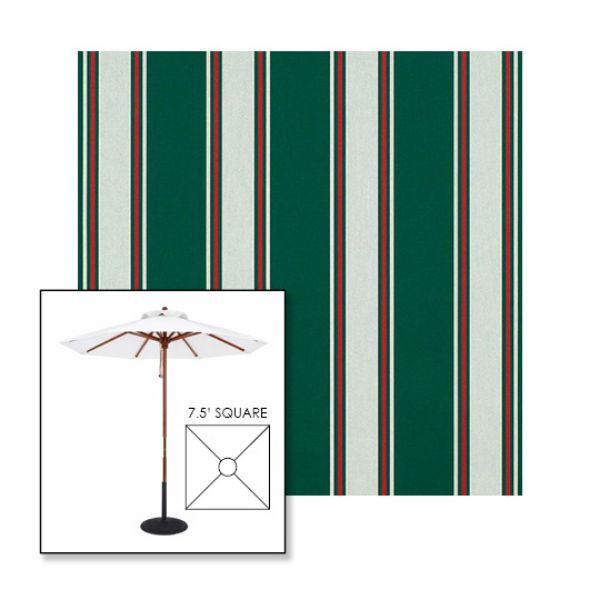 Picture of Forest Green Fancy | 7.5' Wood Square Frame Market Umbrella Sunbrella® Awning Fabric