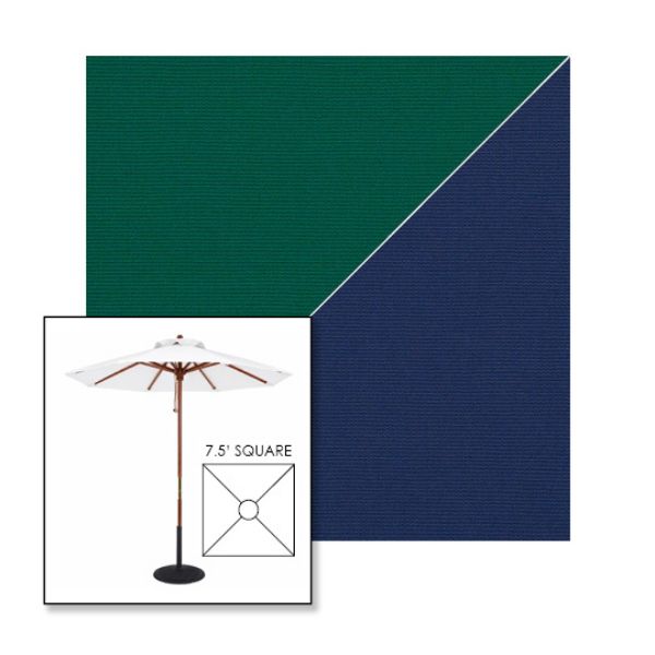 Picture of Forest Green Marine Blue | 7.5' Wood Square Frame Market Umbrella Sunbrella® Awning Fabric
