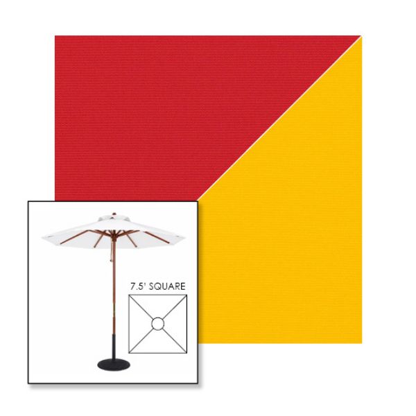 Picture of Jockey Red Yellow | 7.5' Wood Square Frame Market Umbrella Sunbrella® Awning Fabric