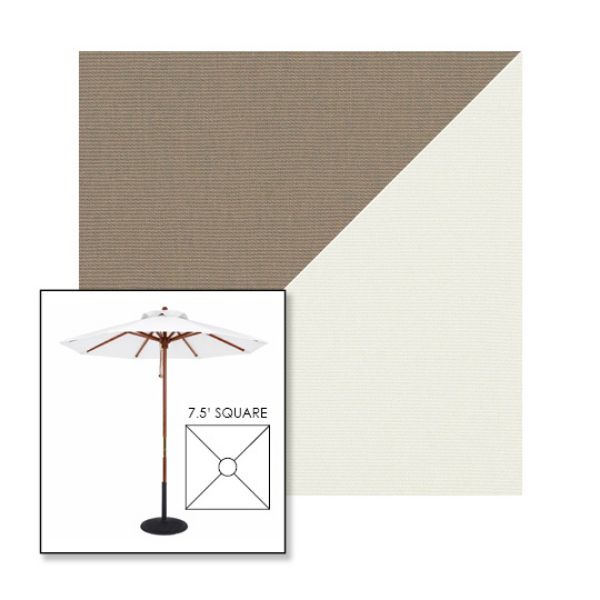 Picture of Taupe Natural | 7.5' Wood Square Frame Market Umbrella Sunbrella® Awning Fabric