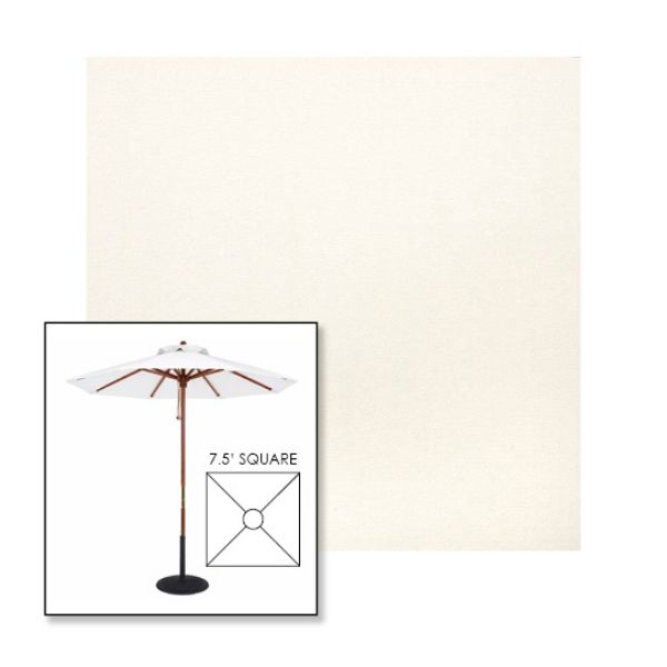 Picture of White | 7.5' Wood Square Frame Market Umbrella Sunbrella® Awning Fabric