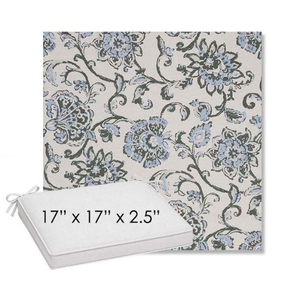 Picture of Martha Floral Periwinkle | Sunbrella® 17" x 17" Outdoor Dining Cushion