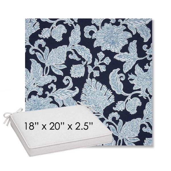 Picture of Floral Song Navy | Sunbrella® 18" x 20" Outdoor Dining Cushion