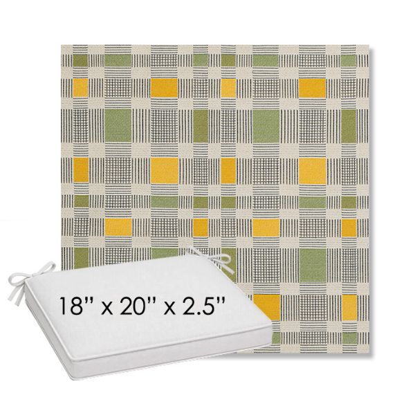 Picture of Rubix Lemon Lime | Sunbrella® 18" x 20" Outdoor Dining Cushion