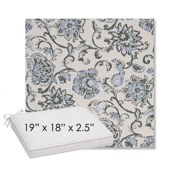Picture of Martha Floral Periwinkle | Sunbrella® 19" x 18" Outdoor Dining Cushion