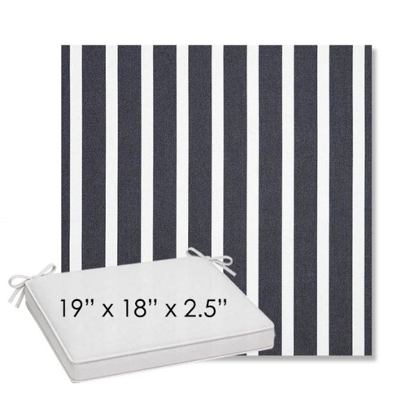 Picture of Shore Navy | Sunbrella® 19" x 18" Outdoor Dining Cushion